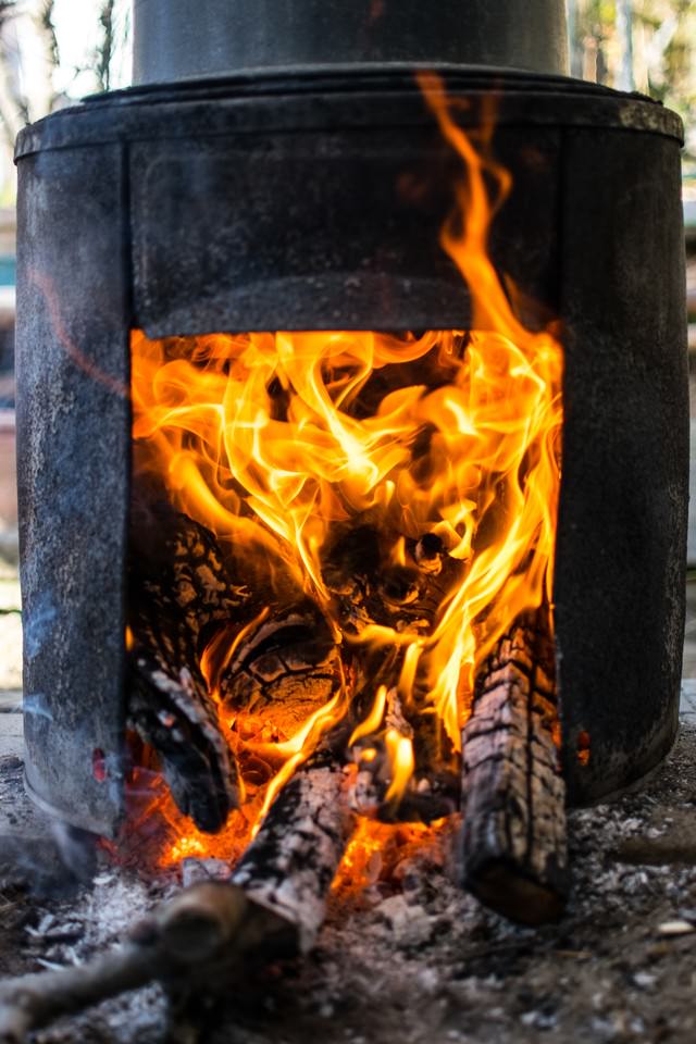 暖炉の火の写真素材