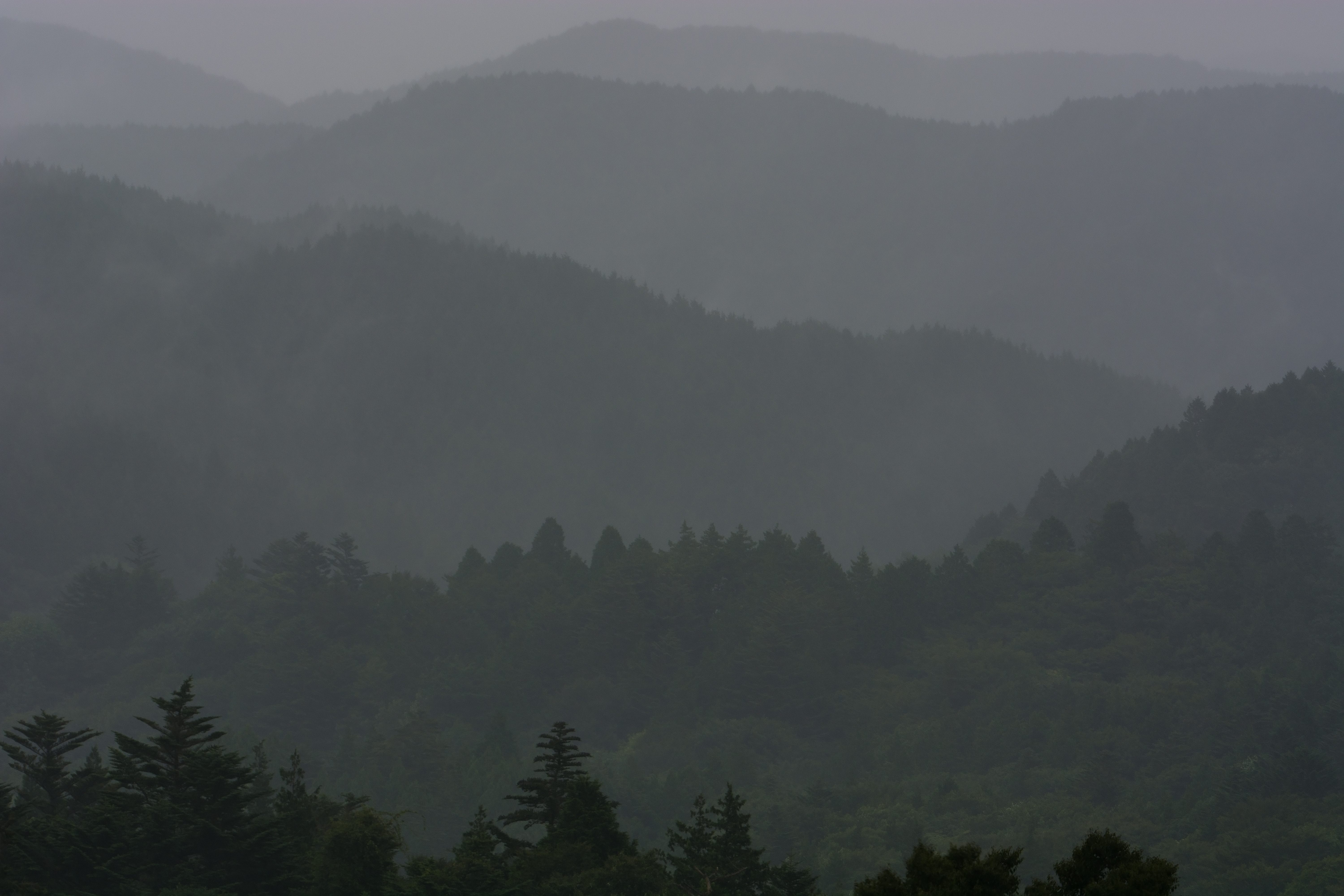 雨に煙る山並みの写真を無料ダウンロード フリー素材 ぱくたそ