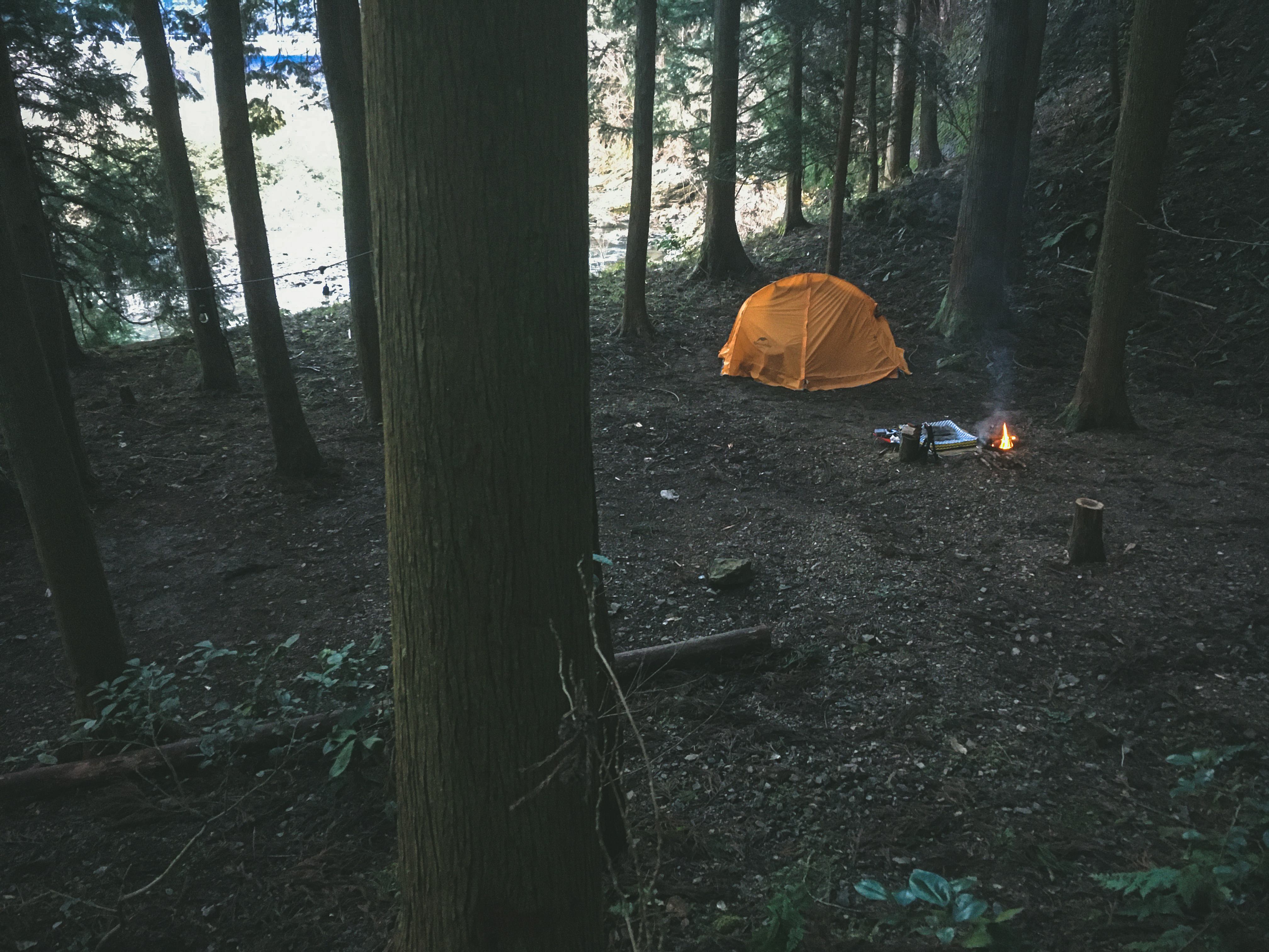 森の中でソロキャンプの写真素材 ぱくたそ